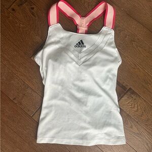 Adidas White and Pink Sports Tank